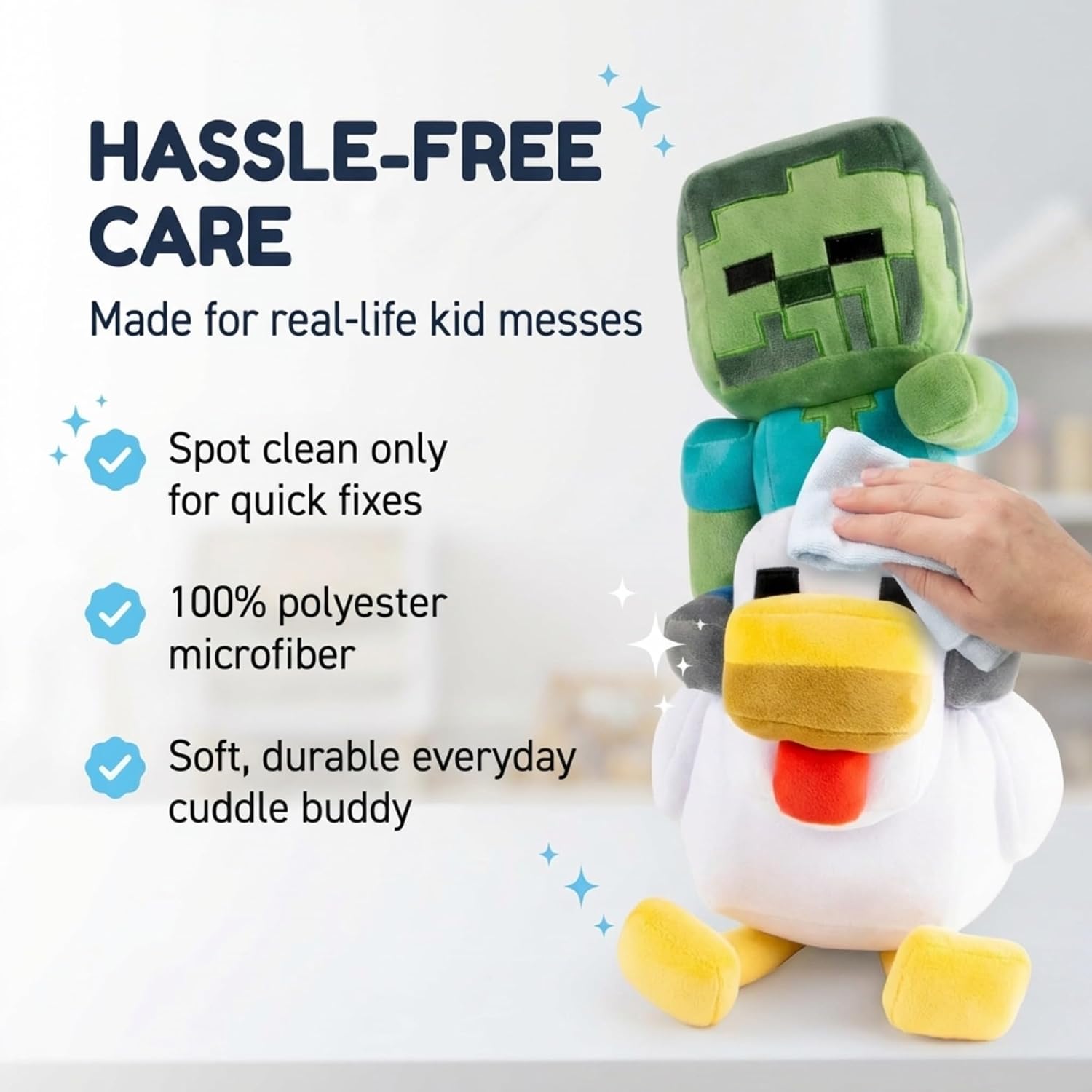 Jay Franco Minecraft Plush Pillow Buddy - Large 20 Inch Soft Plushie Stuffed Pillow, Gray - Chicken Jockey