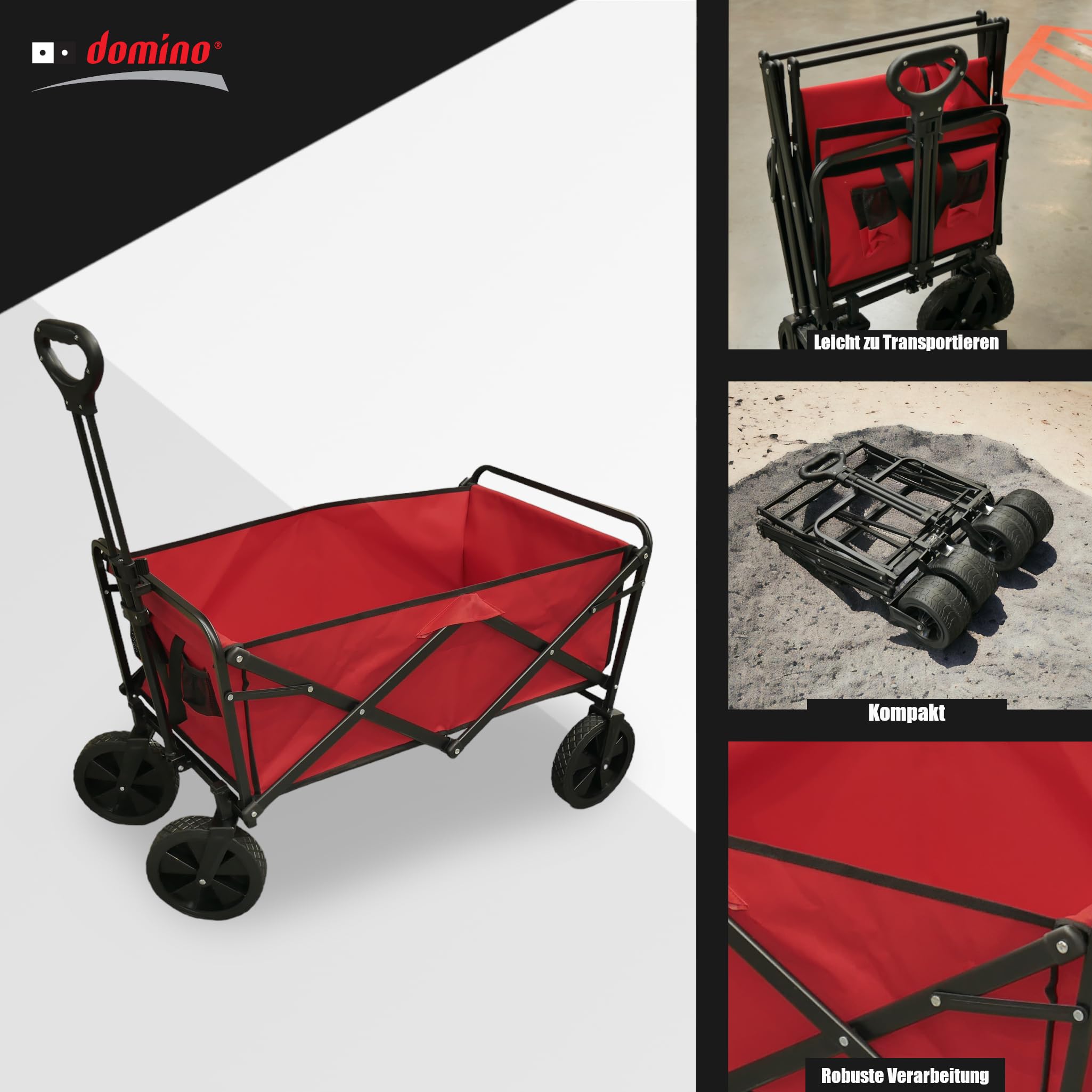 Faltbarer Transportwagen Strandwagen | Outdoor Bollerwagen Faltbar Klappwagen Kinder Handwagen Klappbar| 90 kg Tragfähigkeit 100 Liter