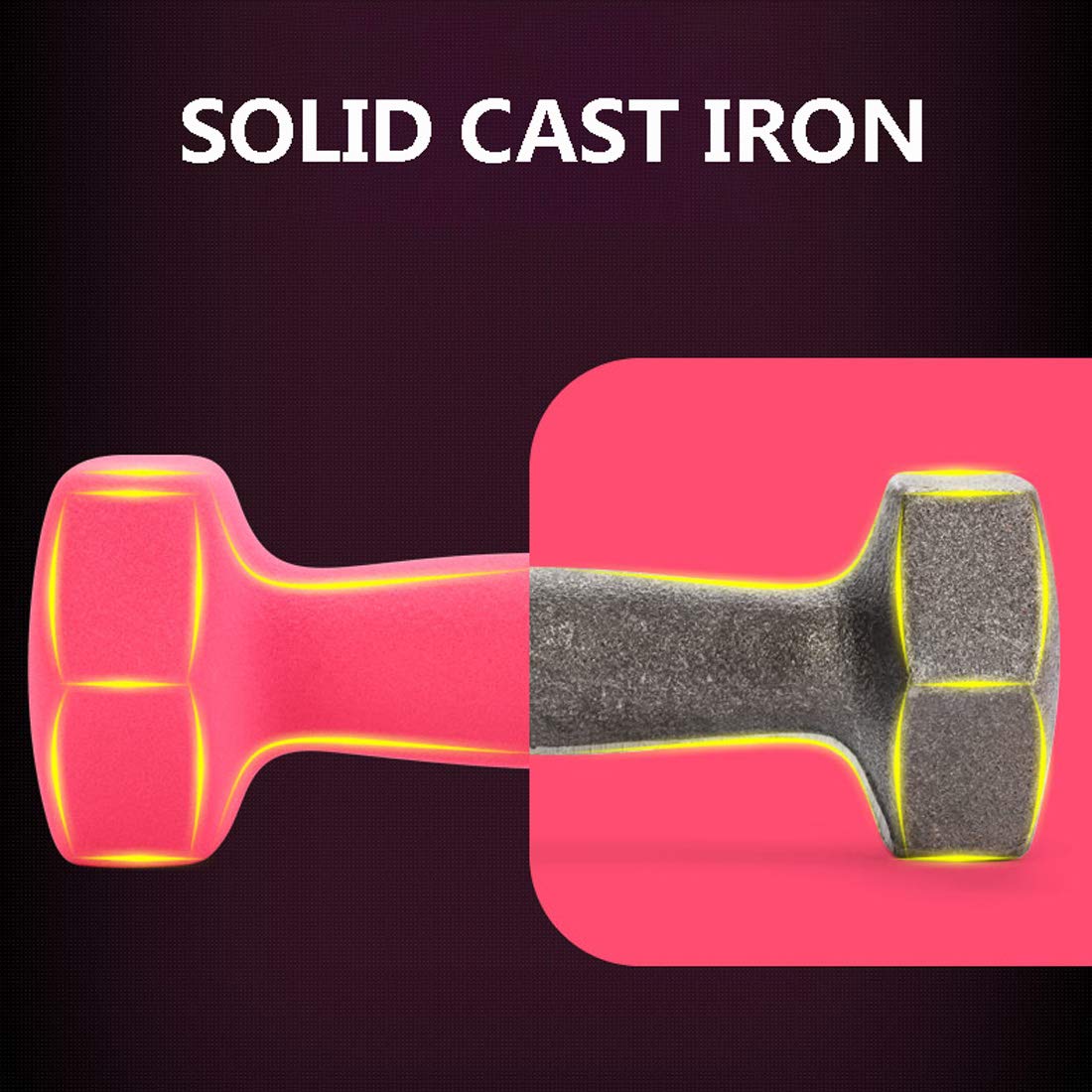 Hex Rubber Kurzhanteln für Frauen und Männer, Gusseisen Farbe Hanteln Gewicht Set, Gewichte Fitness Home Gym Übung Langhantelset, 1 kg / 1,5 kg / 2kg / 3kg / 4kg / 5kg (1 Paar),Lila,1kg*2