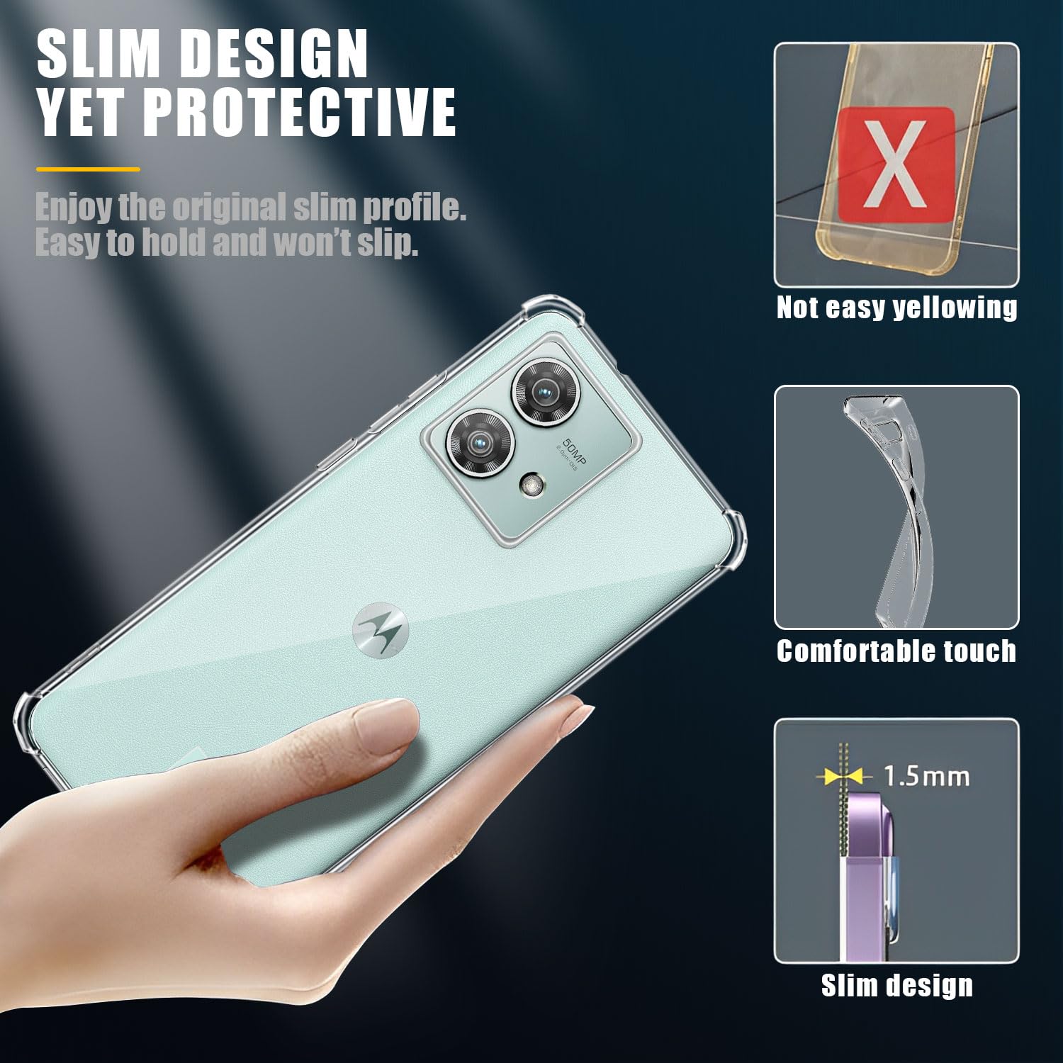 COVER TRASPARENTE PELLICOLA VETRO TEMPERATO Per MOTOROLA EDGE 40 NEO CUSTODIA - Foto 2