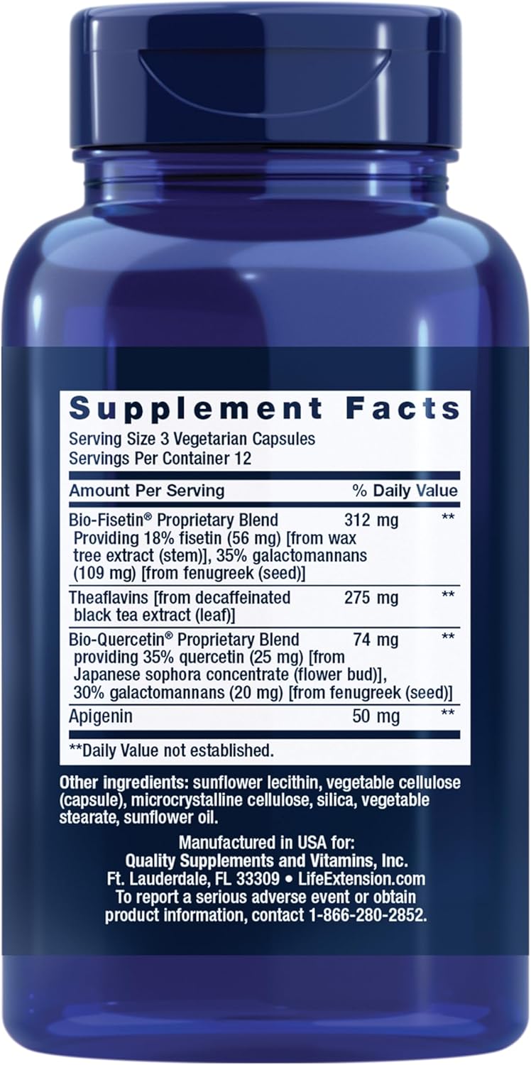 Life Extension Senolytic Activator®*, Healthy Aging, Cellular Health Support, bioavailable quercetin and Fisetin, apigenin, Black Tea theaflavins, Gluten Free, Non-GMO, Vegetarian, 36 Capsules - Image 2