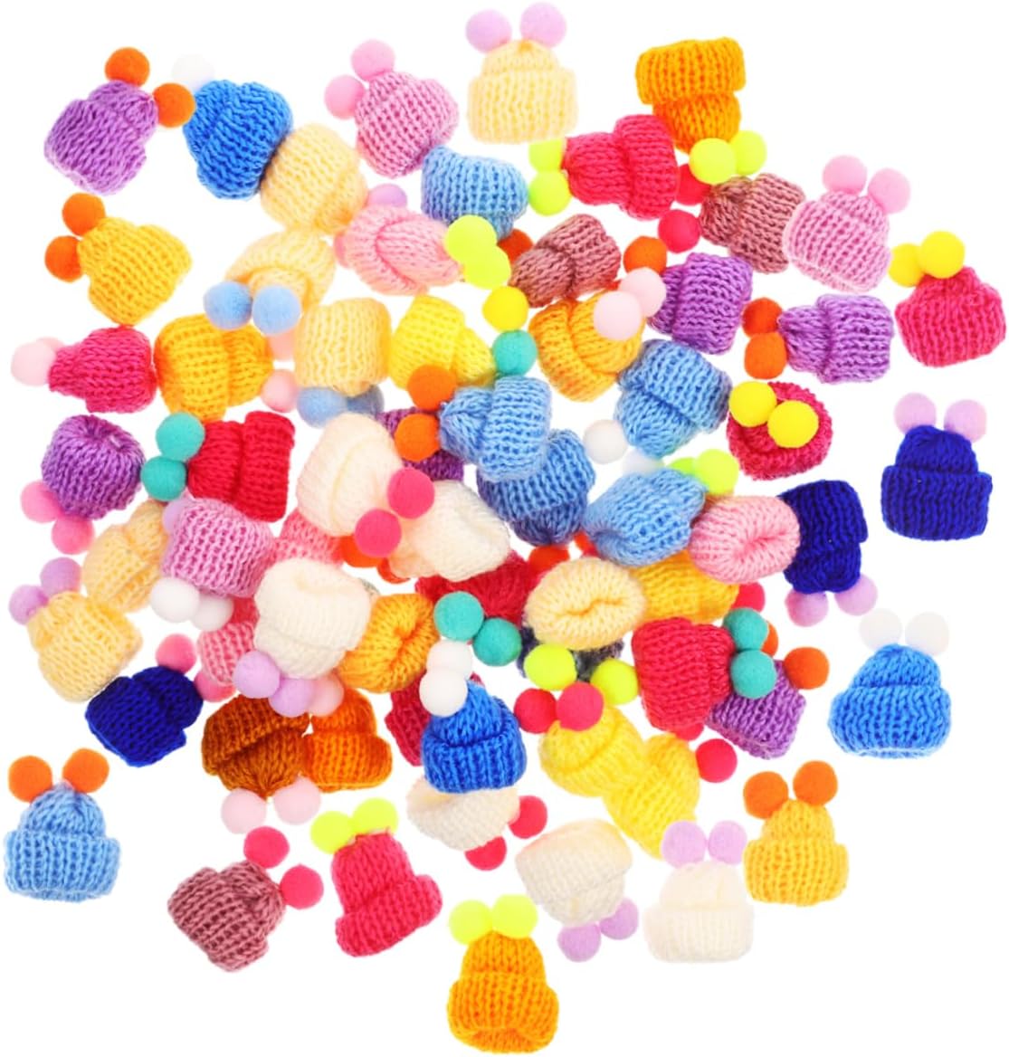 100pcs Mini Knitting Hats DIY Art Supplies Xmas Dollhouse Accessories
