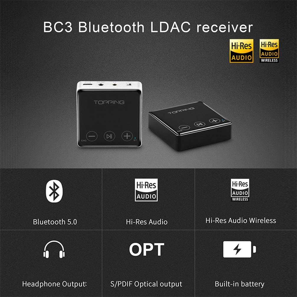 60% Off Discount Topping BC3 Hi-Res Audio Wireless Bluetooth LDAC Receiver ES9018Q2C Portable DAC with Headphone/Opt/Line Output (Silver) Super Sale 🛒 Topping BC3 Hi-Res Audio Wireless Bluetooth LDAC Receiver ES9018Q2C Portable DAC with Headphone/Opt/Line Output (Silver)