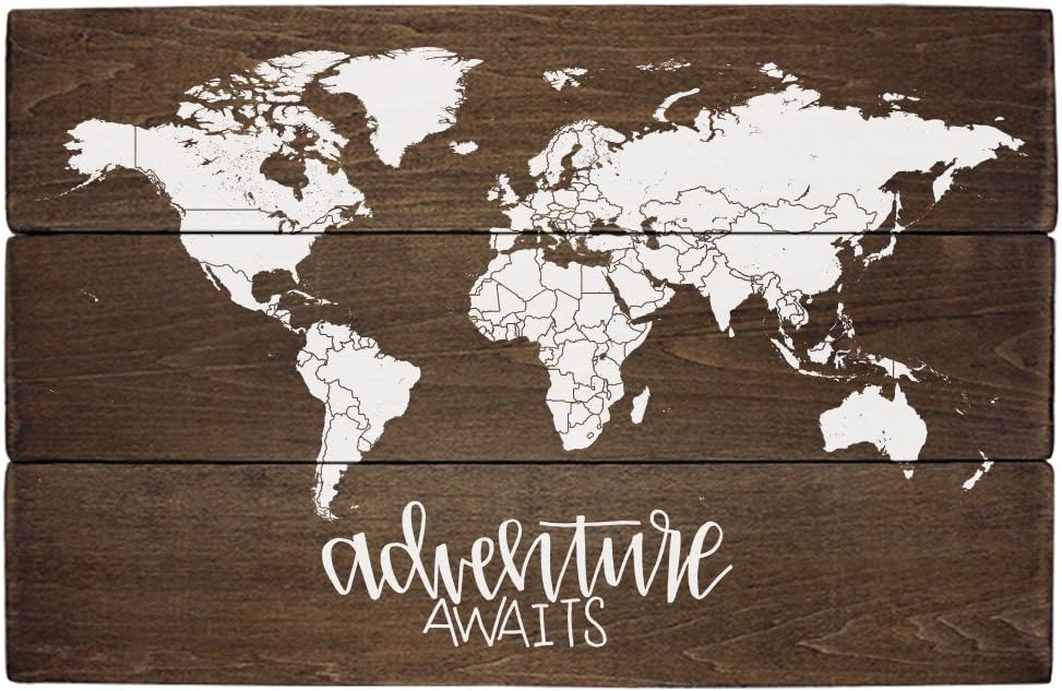 Elegant Signs Adventure Nursery Rustic Decor World Map Adventure Awaits