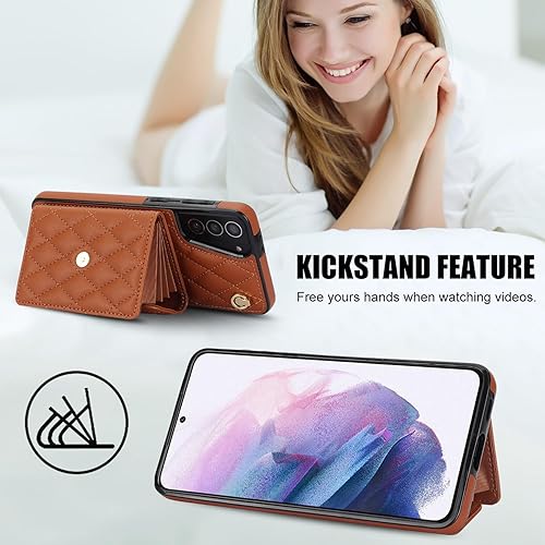 Miniatura 4 de Asuwish Funda para teléfono Samsung Galaxy S21 5G de 6.2 pulgadas, funda tipo cartera con soporte RFID para tarjetas de crédito, ranura para tarjeta