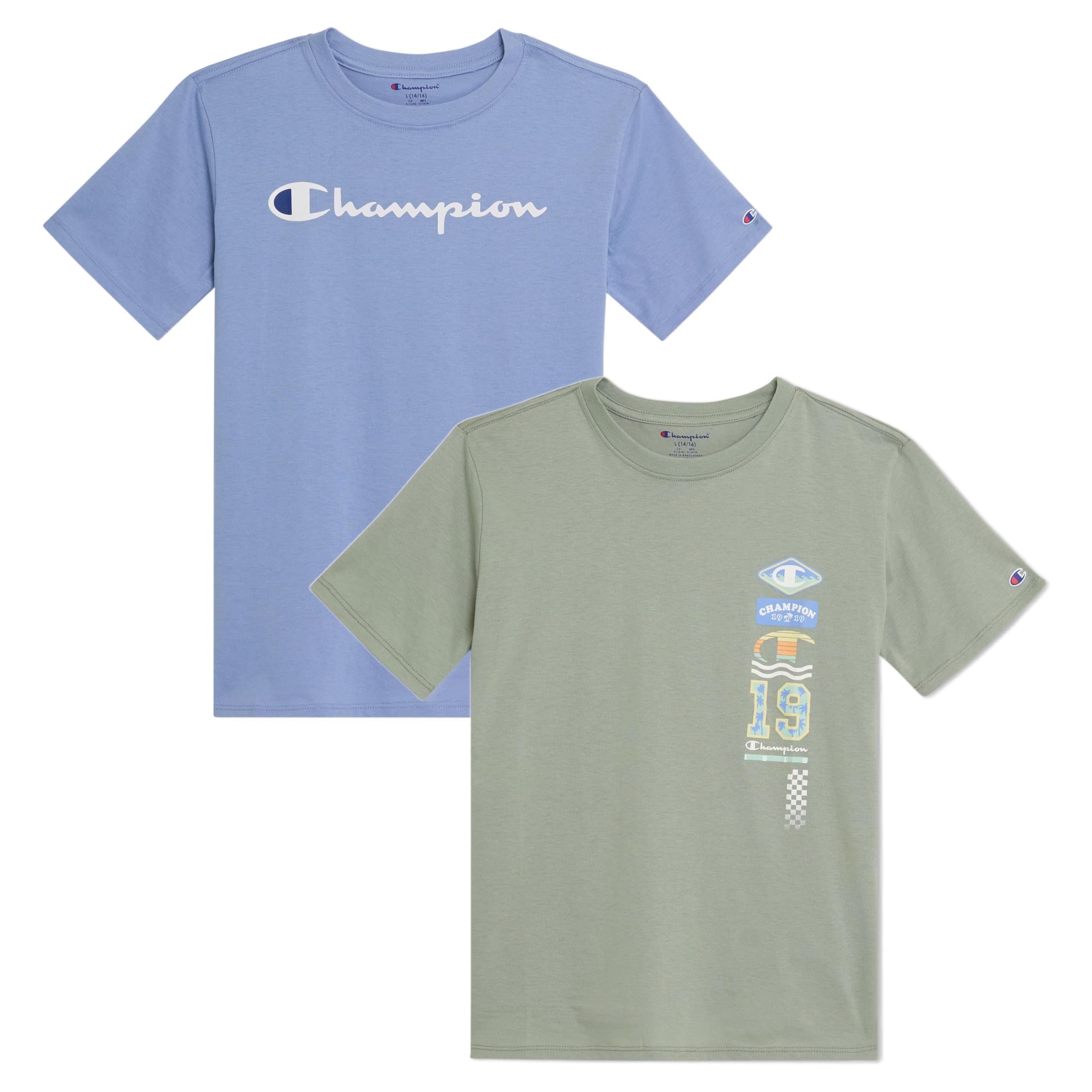 Champion Boys 2 Pack Short Sleeve Tee Shirt for Kids