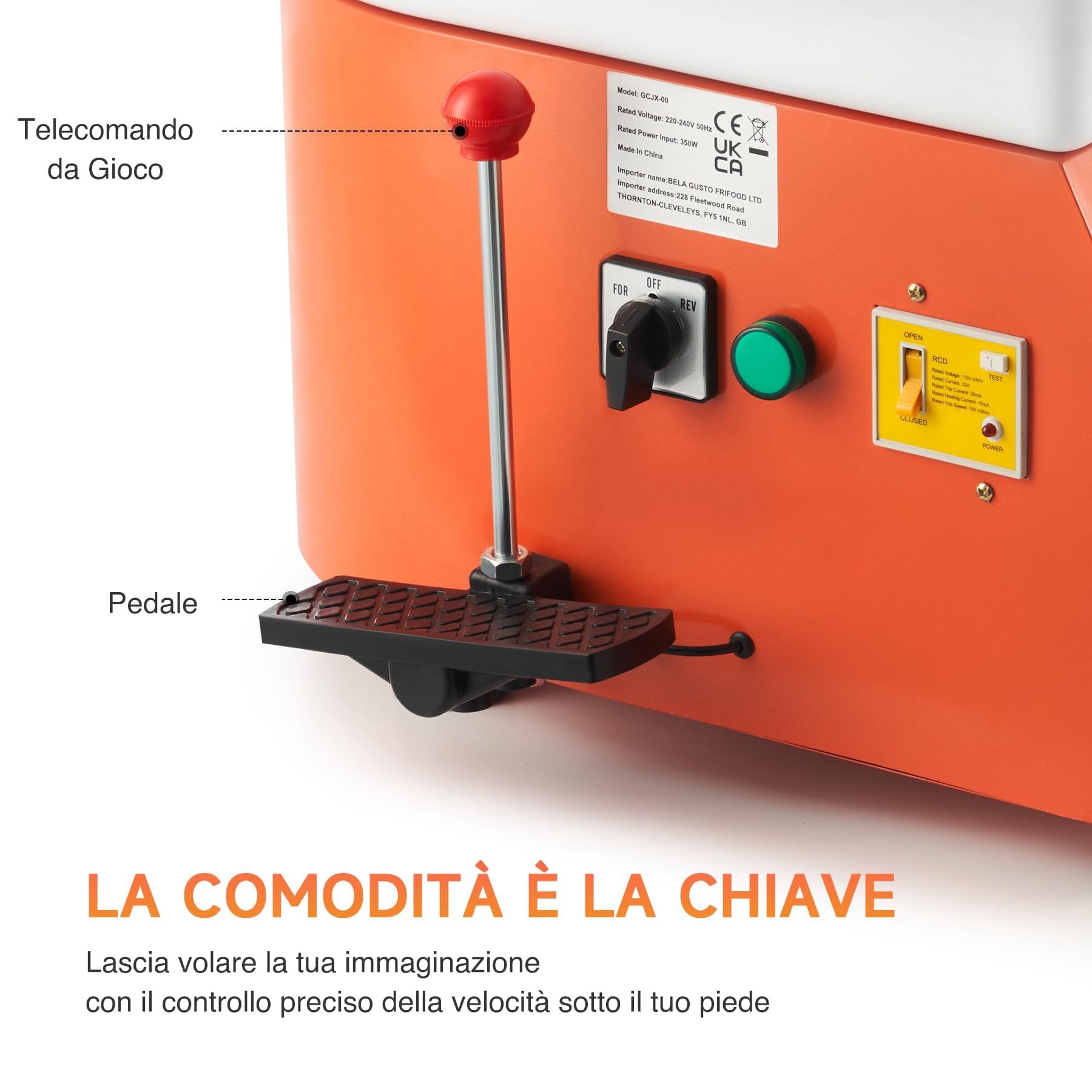 CREWORKS 350W Tornio per Ceramica Elettrico da 25 cm con Maniglia e Pedale Tornio per Argilla con velocità Regolabile a 300rpm e Strumenti per Scultura Ruota di Ceramica per Bambini Adulti