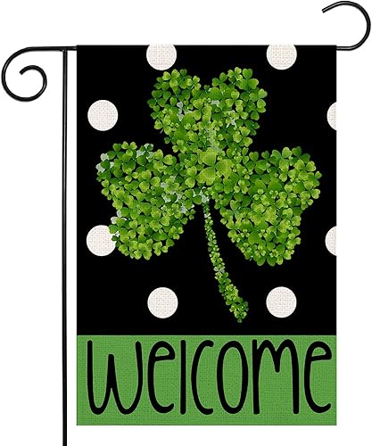 Bandera de jardín del día de San Patricio Bandera de jardín de doble cara de 12 x 18 pulgadas decoración de San Patricio búfalo marzo trébol