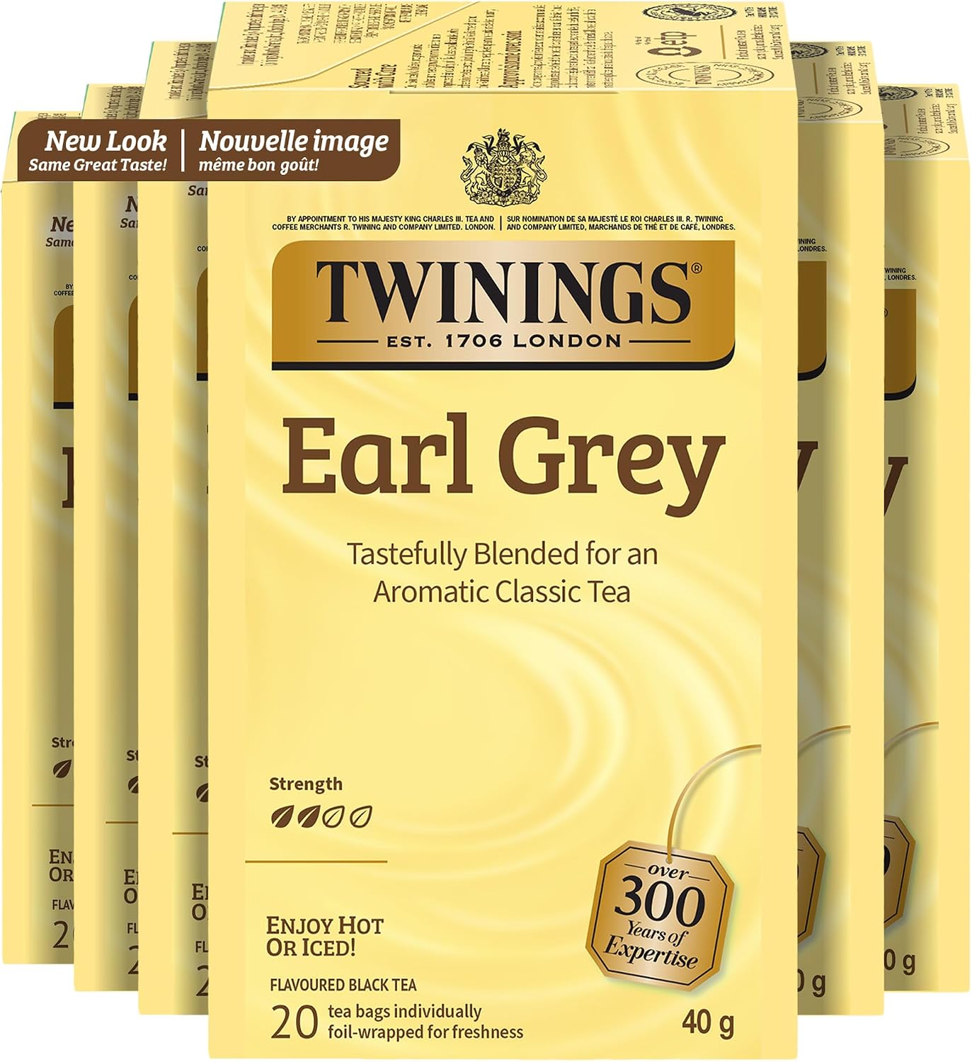 Twinings Earl Grey Individually Wrapped Teabags, Caffeinated Black Tea Enhanced with Bergamont Citrus, 20 Count (Pack of 6), Enjoy Hot or Iced | Individually wrapped black tea. Caffeinated with bergamot citrus flavor. Enjoy hot or iced.
