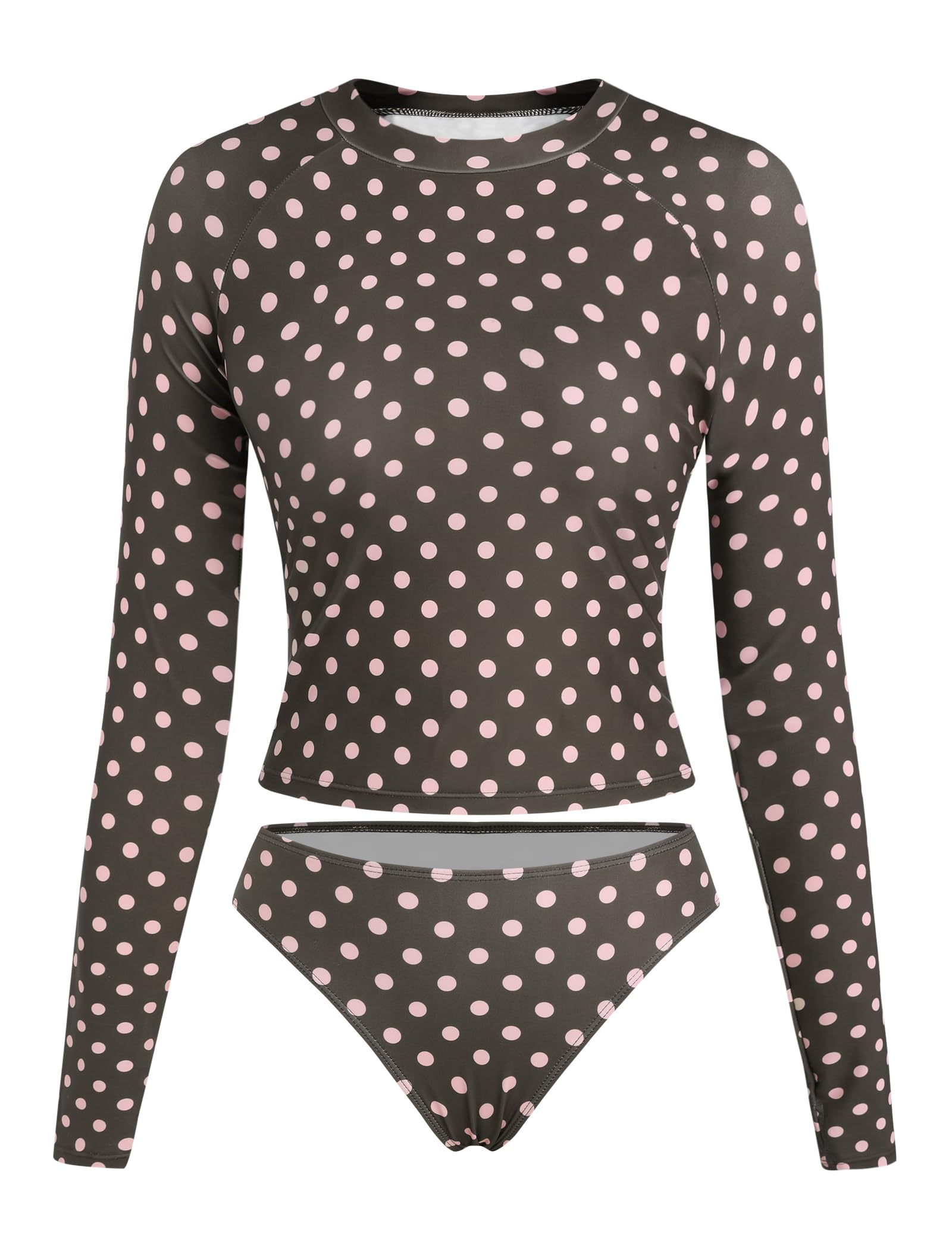 ZAFUL Women Long Sleeve Rash Guard Two Piece Bathing Suit with Briefs