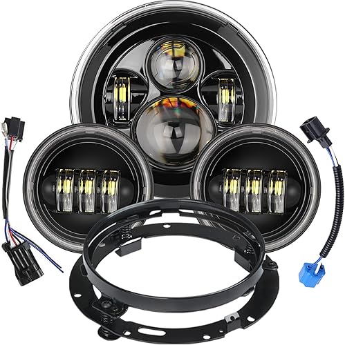 Miniatura 8 de Faros LED de motocicleta de 7 pulgadas + luces antiniebla LED de 4.5 pulgadas para Harley Davidson