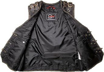 Men's motorcycle leather vest with buckles