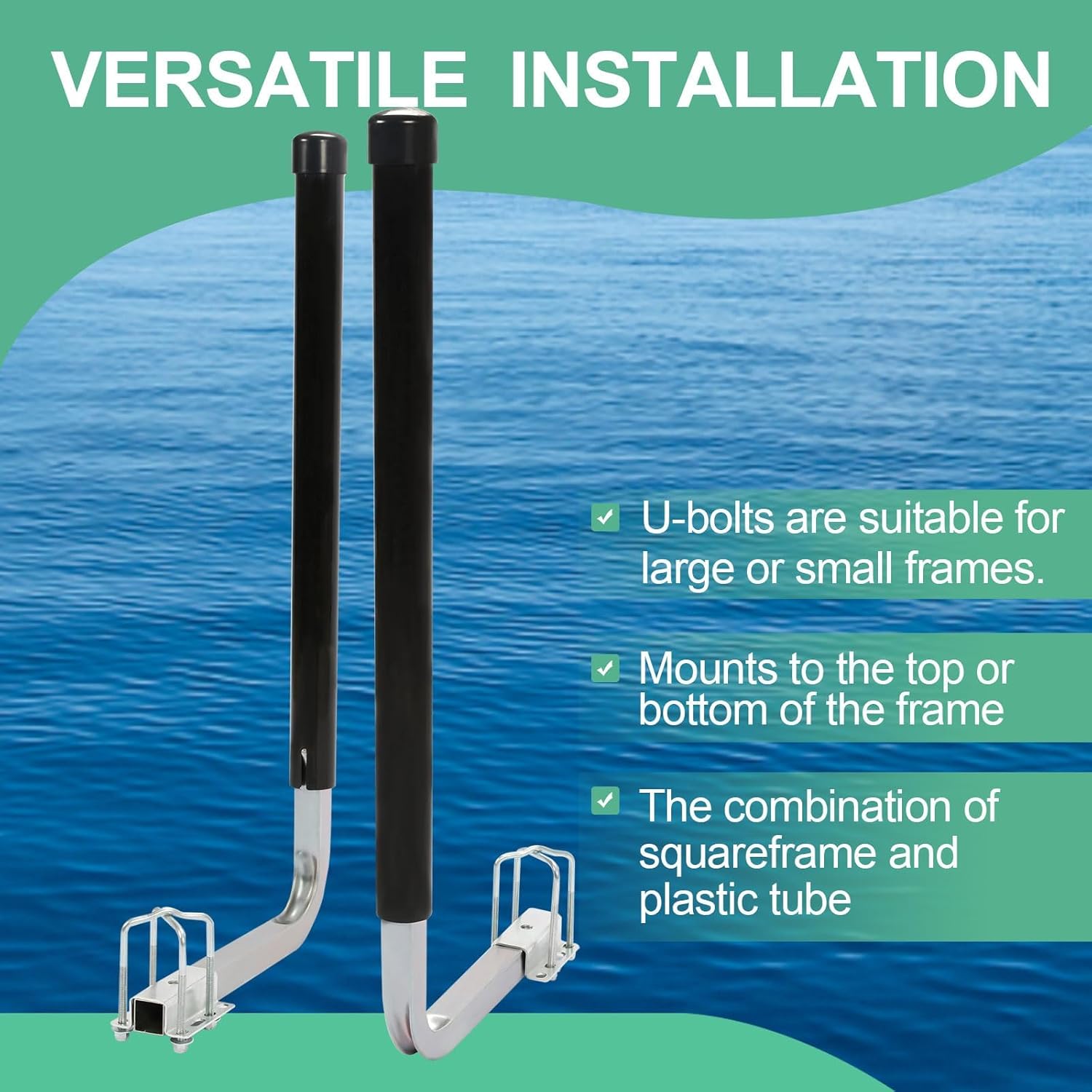 KUAFU 40-60In Adjustable Boat Trailer Guide Poles with PVC Pipes for Ski Boat Fishing Boat or Sailboat Trailer Compatible with Frames up to 3" w x 4-1/4" H