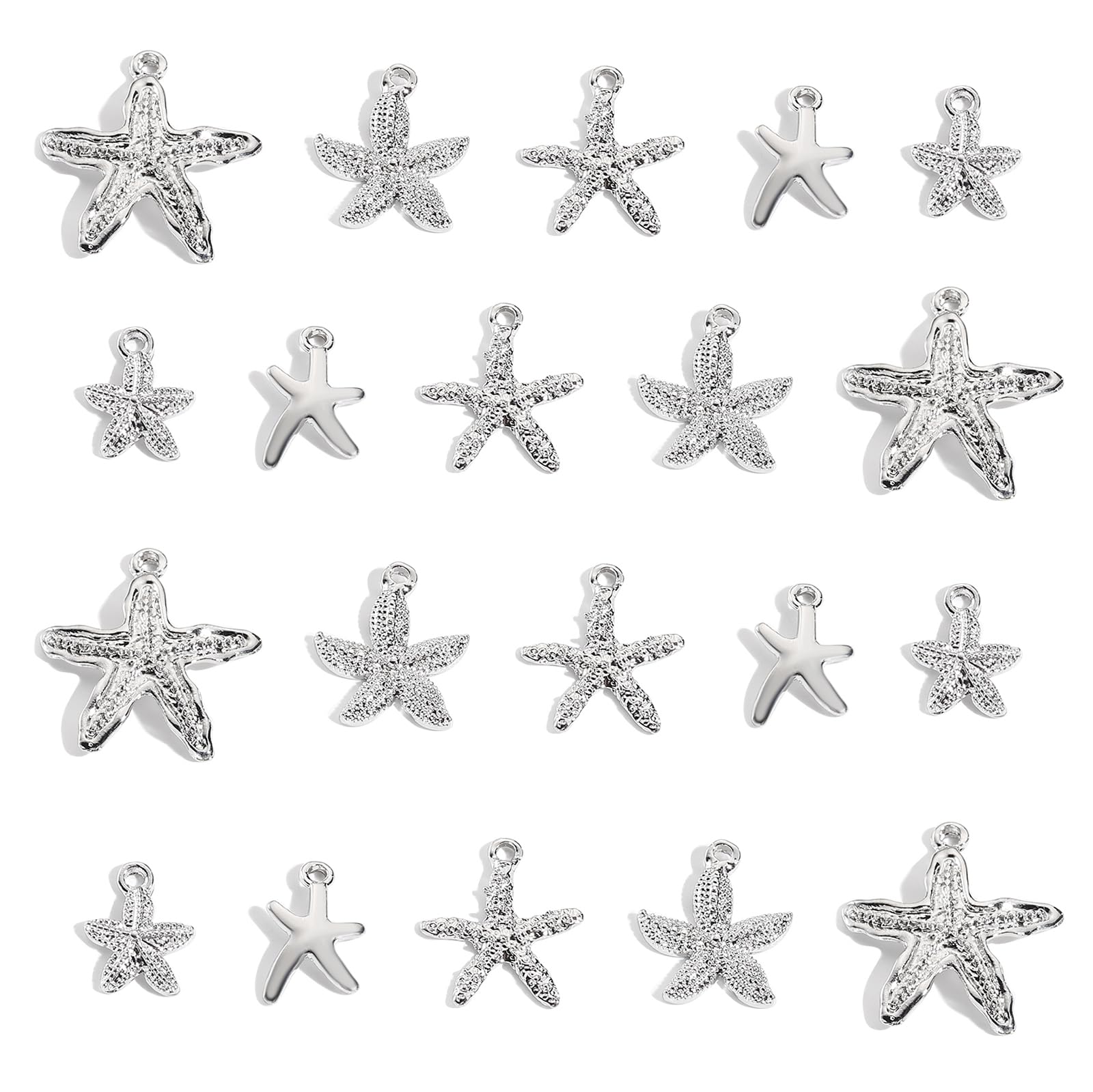 Bocar 5 Mixed Color Ocean Theme Starfish Metal Cute Charms 50pcs Starfish Pendants for Jewelry Making Accessories Diy Necklace Bracelet Earrings