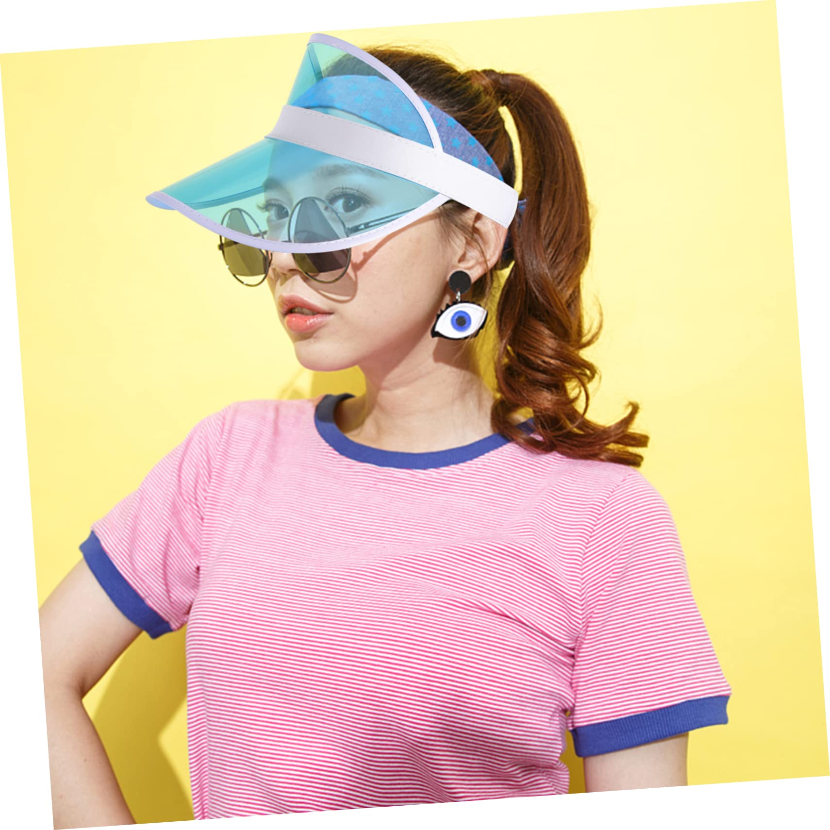 ibasenice Chapeau De Soleil Plastique pour Femmes Lot de Chapeau À Large Bord pour Plage Activités Extérieur Protection UV Réglable Rose Bleu