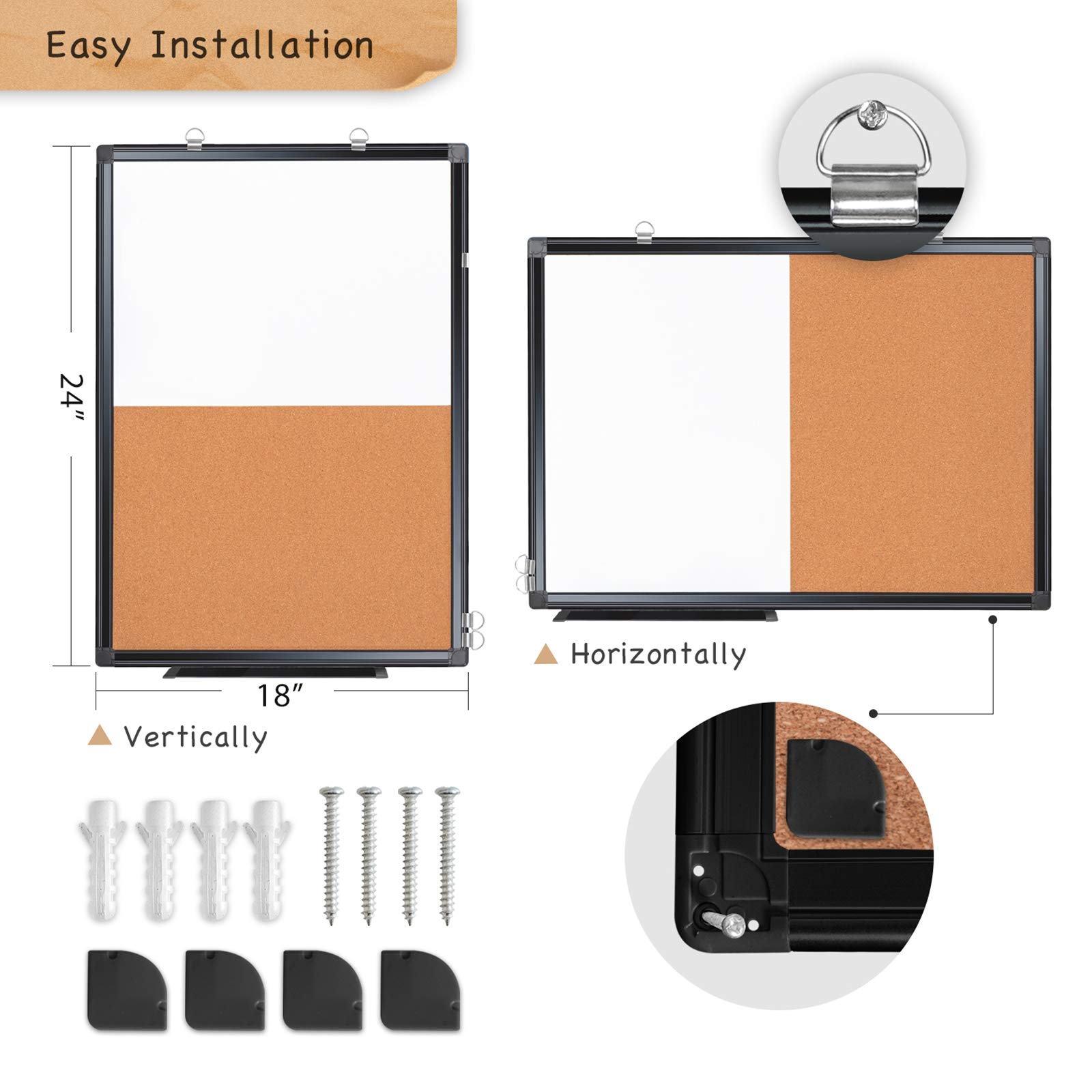 Buy Combination White Board & Bulletin Cork Board 24 x 18 Whiteboard