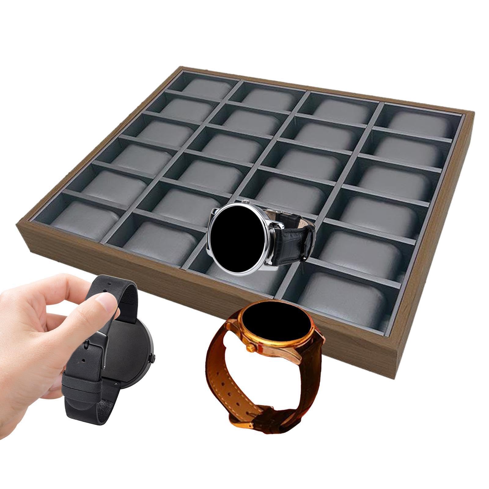 Organizador de joyas versátil con 24 ranuras, vitrina para relojes | bandeja para joyas separada y dividida para mantener los accesorios organizados, caja organizadora con 24 ranuras para