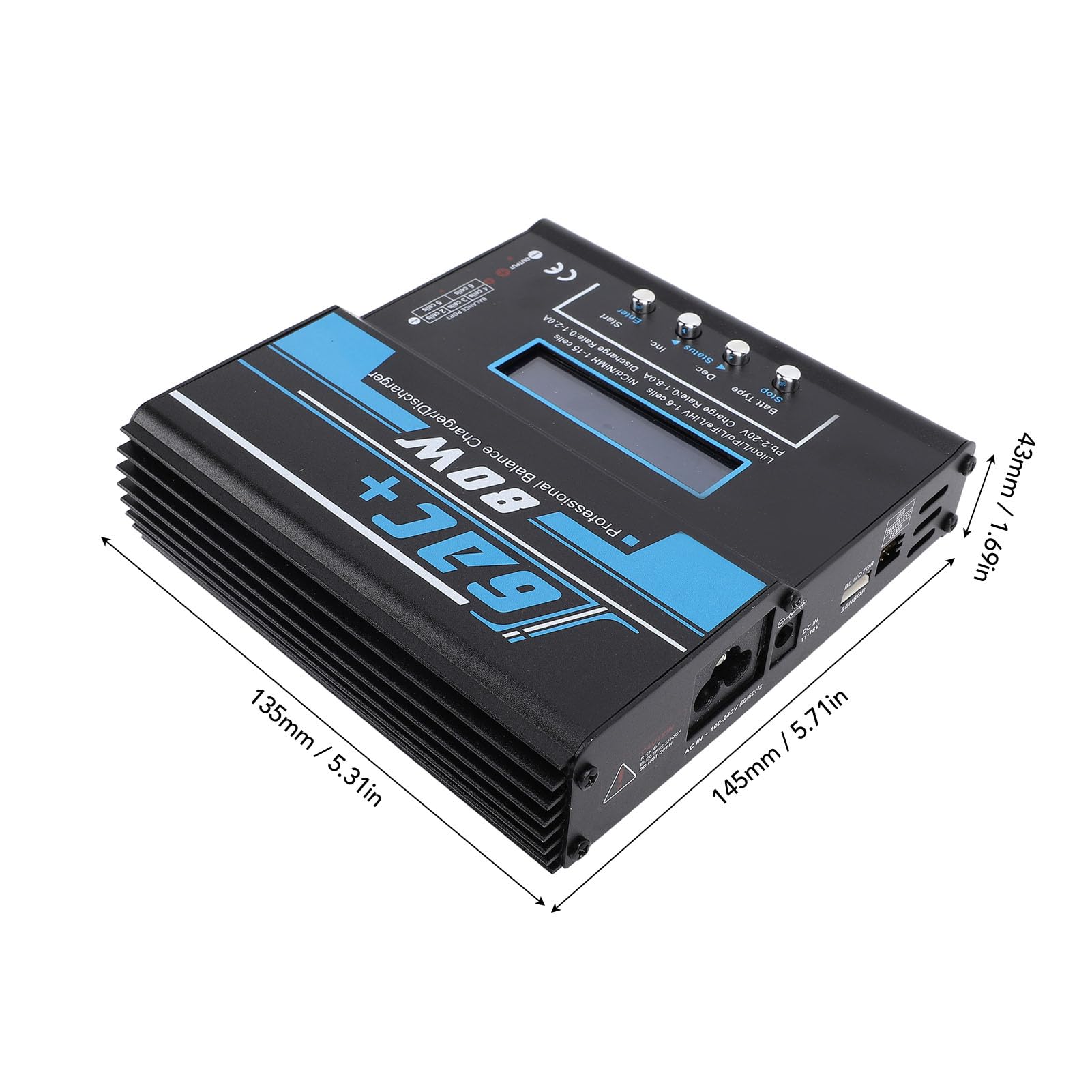 Ładowarka Balansowa 80W Wysokowydajna LiPo LiFe LiHV NiCD 1-6S, Szeroka kompatybilność, Regulowane Ustawienia Napięcia, do Akumulatora Modelu RC z Zasilaczem AC/DC (wtyczka UE)