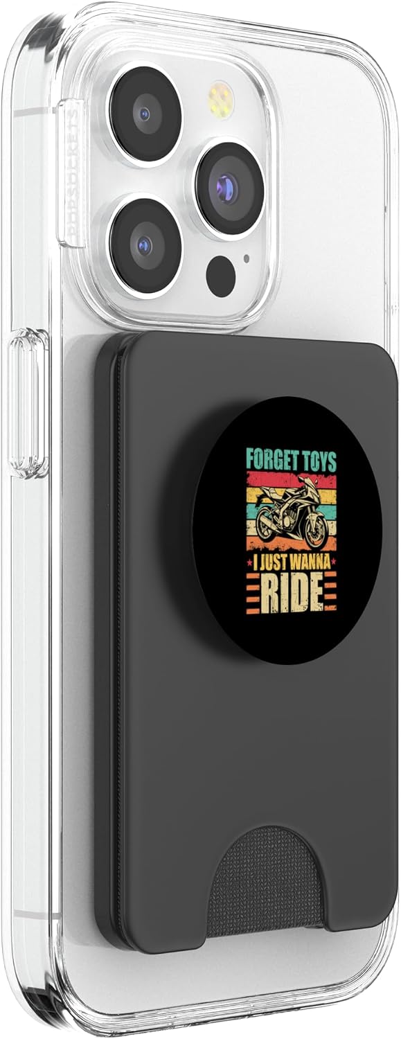 Forget Toys I just wanna Ride Retro Little Rider Dirt Bike PopSockets PopWallet for MagSafe image 4