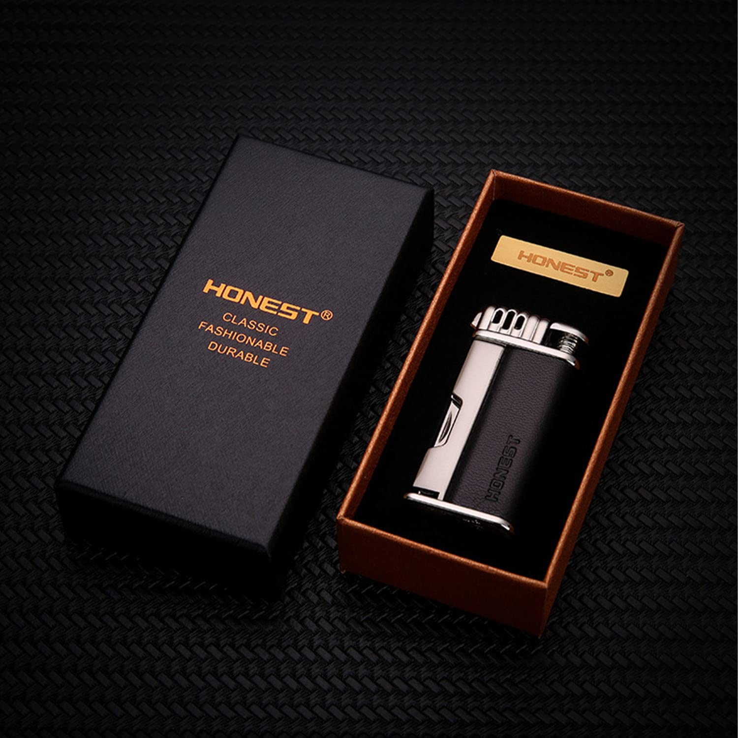 Briquet à Pipe Flamme Douce avec 3 Outils de Cure-Pipe Tube en Métal Briquet Rechargeable Au Butane Cadeau pour Hommes Fumeurs