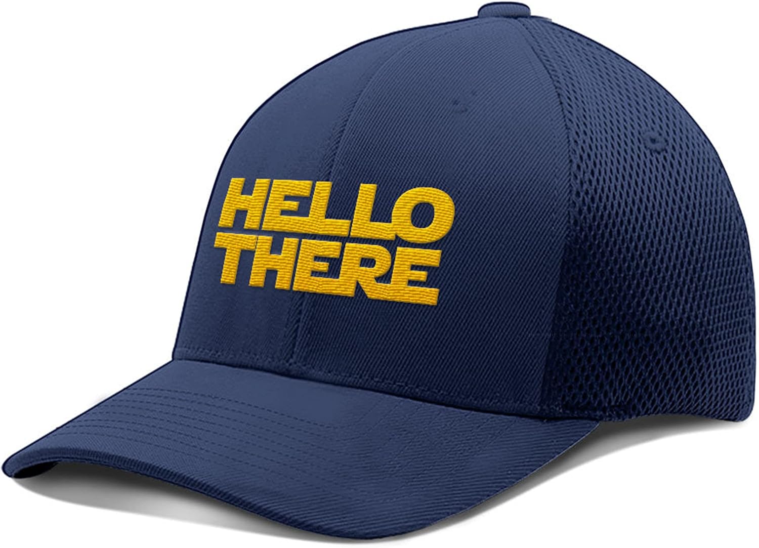 BustedTees Hello There Fitted Hat Movie Quote Baseball Cap