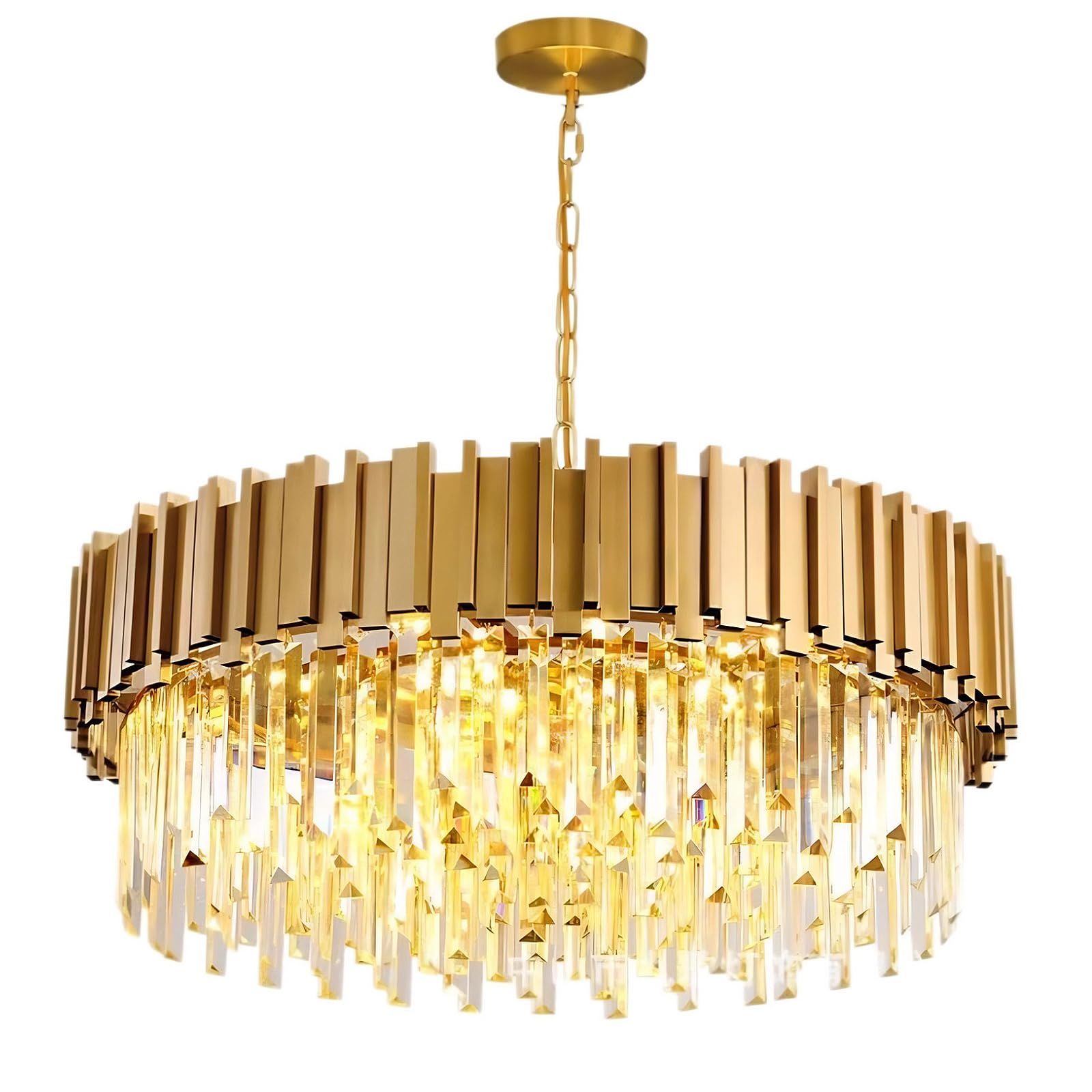 Coolpleasant Crystal Chandeliers Ceiling Light, E14x5, Gold, 40cm