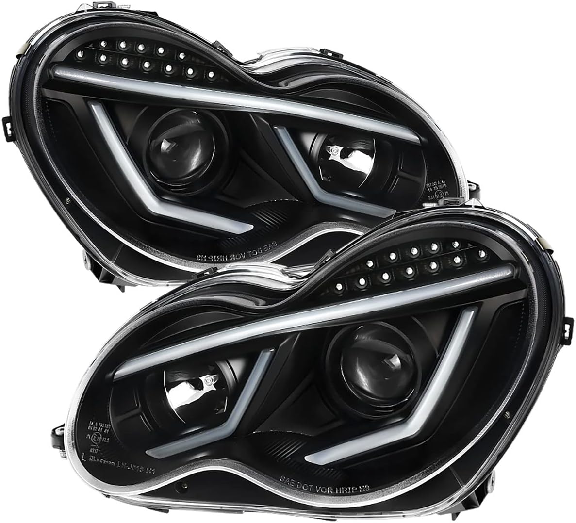 Mercedes SLK Headlights ACANII Black Projector Headlights With LED Halo ...