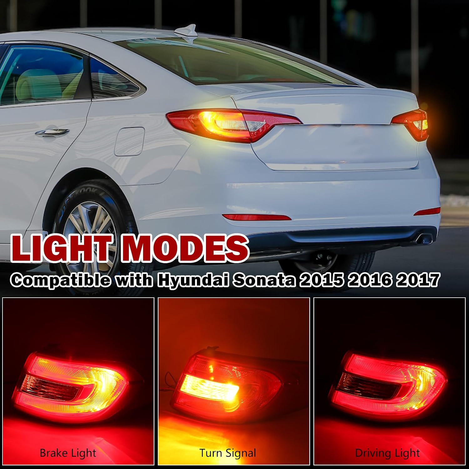 Tail Light Comaptible with Hyundai Sonata 2015 2016 2017 Replaces 92401C2000 HY2804129 (Left Driver Side) Not fit for sports version