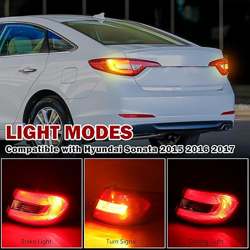 Miniatura 9 de Luces traseras cubierta de la lámpara de parada de freno indicador luz de advertencia para Hyundai Sonata 2015 2016 2017 (lado derecho del pasajero)