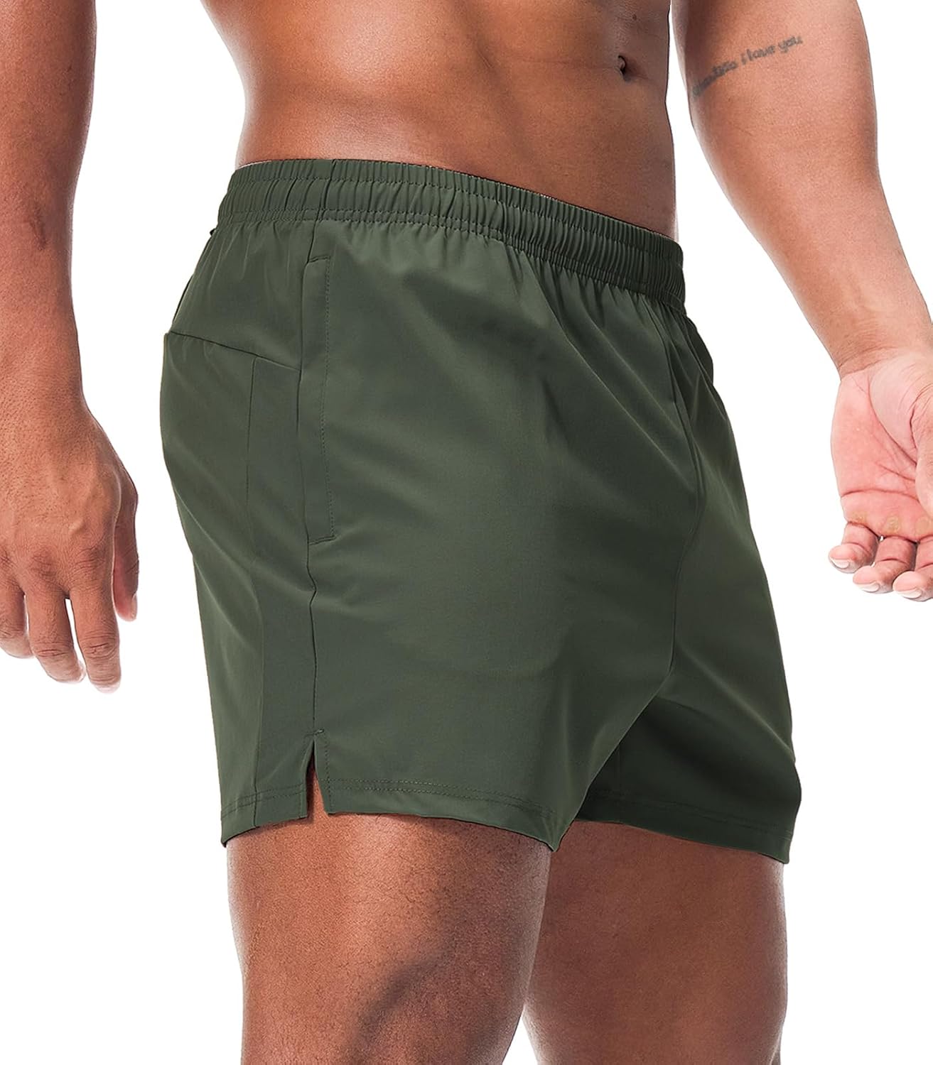 Surenow Men's Workout Running Shorts Quick Dry Gym Shorts Active Lightweight Shorts Athletic Shorts for Men with Zip Pockets - Image 2