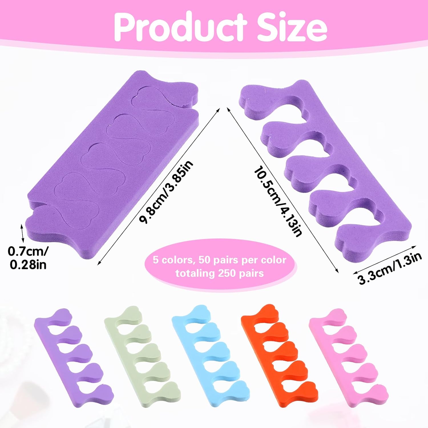 500 Pcs Toe Separators for Pedicure - Sponge Toe Separator for Nail Polish Party Nail Art Painting Toenails, 4 Funny Colors - Comfy and Soft