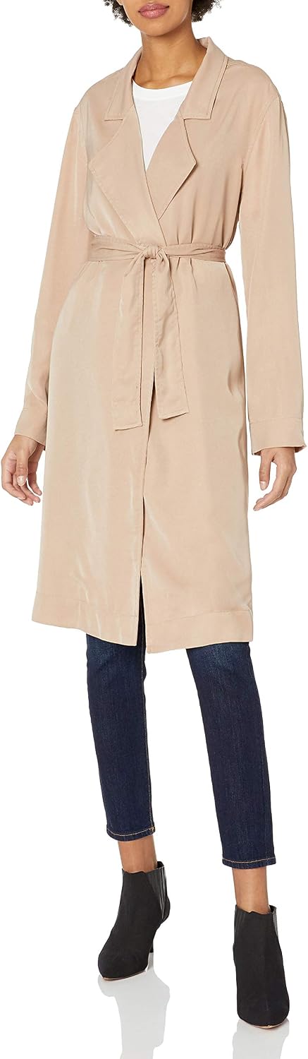 Open Front Belted Trench Coat 