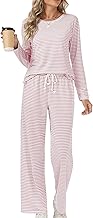 Rapbin Women's Long Pyjama Set, Two-Piece Sleepwear, Loungewear, Women's Sleeping Top and Pyjama Bottoms with Pockets