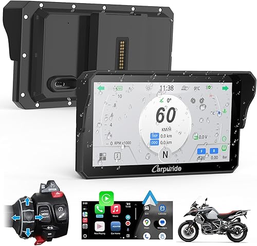 Carpuride W602BSPRO for BMW Motorcycle Carplay & Android Auto 6.25" IP67 Waterproof Car Play Moto GPS Navigation Screen with Dual Bluetooth, Data Reading, OTA, Wonder Control, TPMS, Compass, Barometer