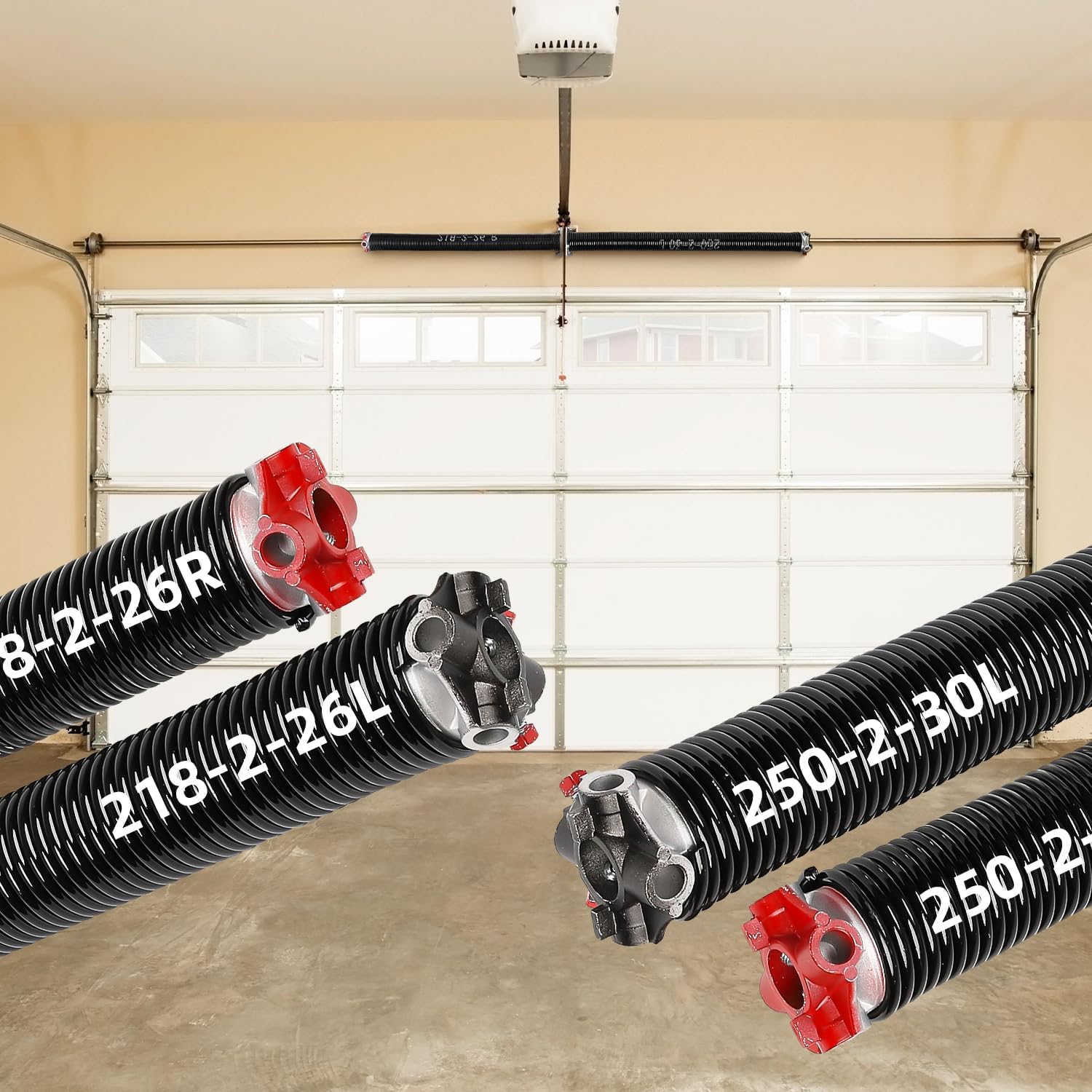 Pair of 2" Garage Door Torsion Springs (0.250'' X 2'' X 30'') and (0.250'' X 2'' X 26'')