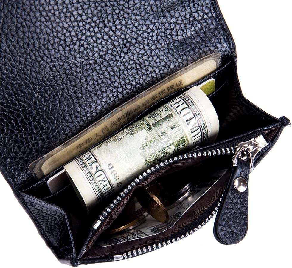 Spacious & Functional Female Casual Wallets Simple Short Small Coin Holder Women's Genuine Leather Purses with Zipper Male Purse Card Money Bag Clutch Purse4