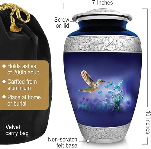 Miniatura 2 de Urnas de cremación de tributo amoroso para cenizas humanas adultas, hembras y machos, urna de colibrí, urna de cremación hecha a mano, urnas de