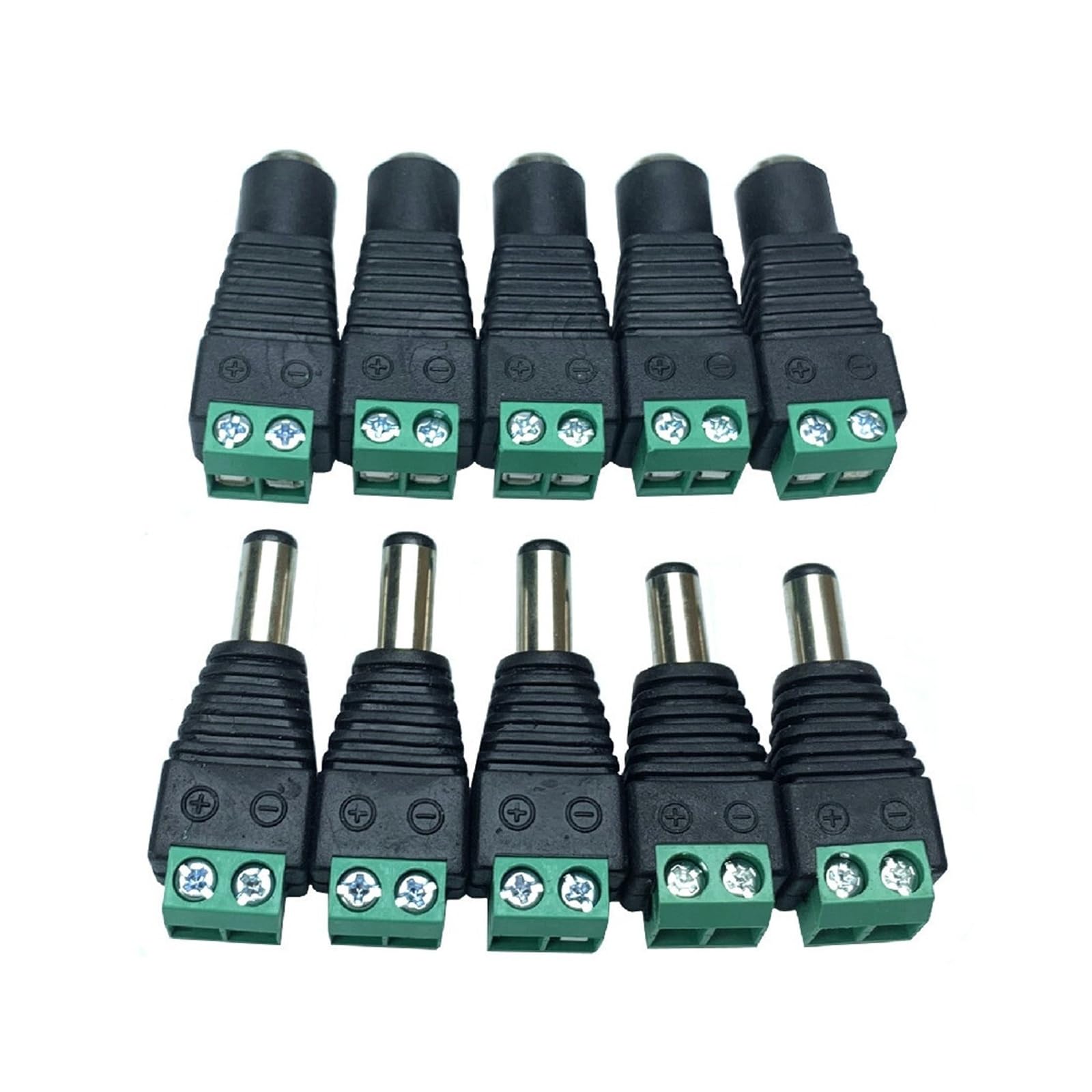 Zestaw 5/10/50/100 par 5,5 x 2,1 mm męski żeński DC Power Connector Kit do kamery CCTV Strip Lighting (żeńskie, 50 szt.)