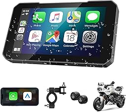 EZoneTronics Pantalla Carplay para Motocicleta, CarPlay Inalámbrico y Android Auto para Moto, Pantalla Portátil Impermeable IP67 de 5 Pulgadas con Bluetooth, TPMS, navegación GPS y Control por Voz