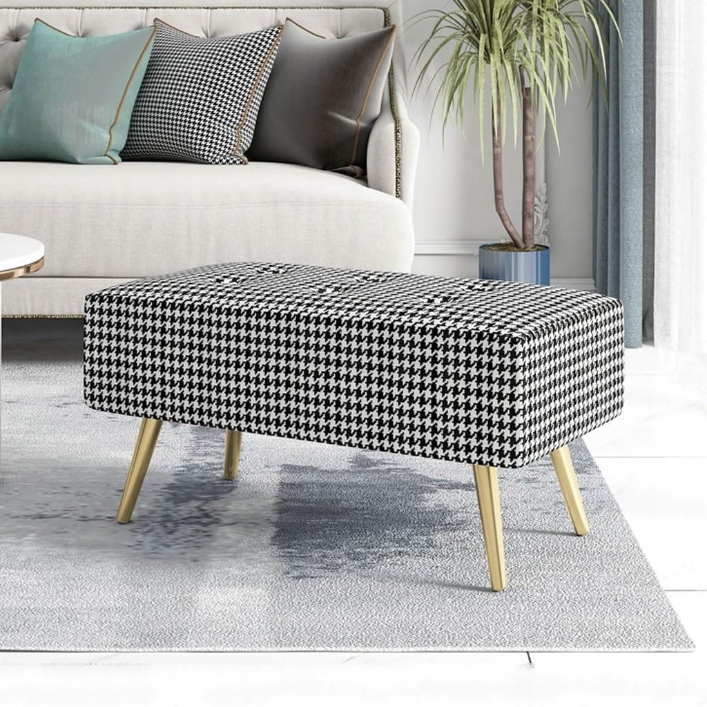 Pouf ottoman en velours capitonné de 100 cm de long avec pieds pour entrée