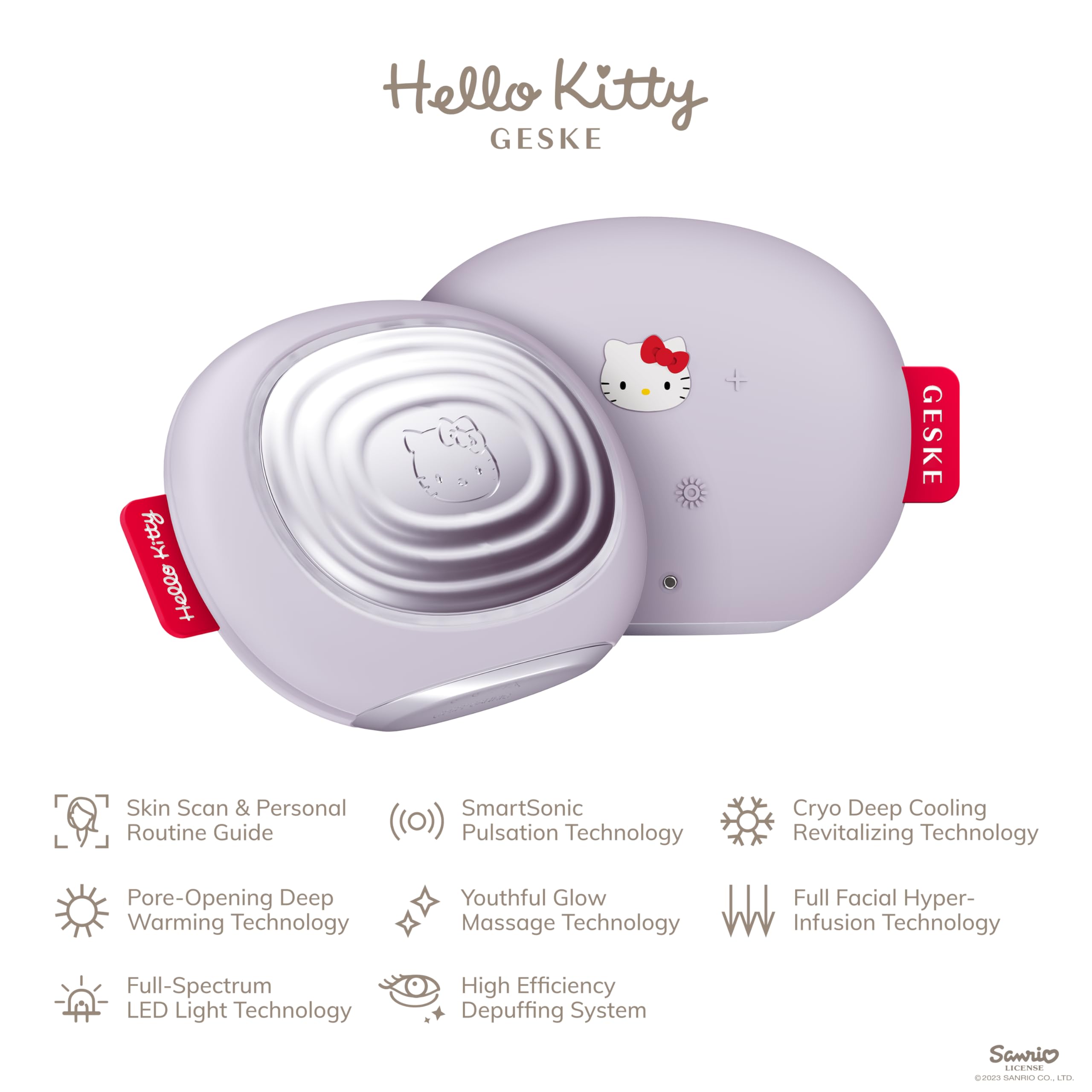 GESKE x Hello Kitty | SmartAppGuided™ Sonic Warm & Cool Mask | 8 in 1 + GESKE x Hello Kitty Youth-boosting Mask | Set mit passender Kosmetik-Zugabe | Beauty-Bundle