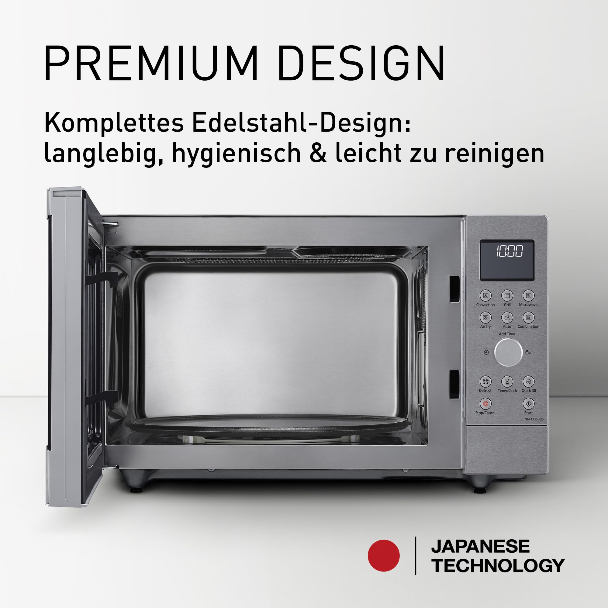 Panasonic NN-CD58RSEPG 27L 4-in-1 Kombi-Mikrowelle mit Airfryer-Funktion 1000W Inverter 1300W Grill Edelstahl