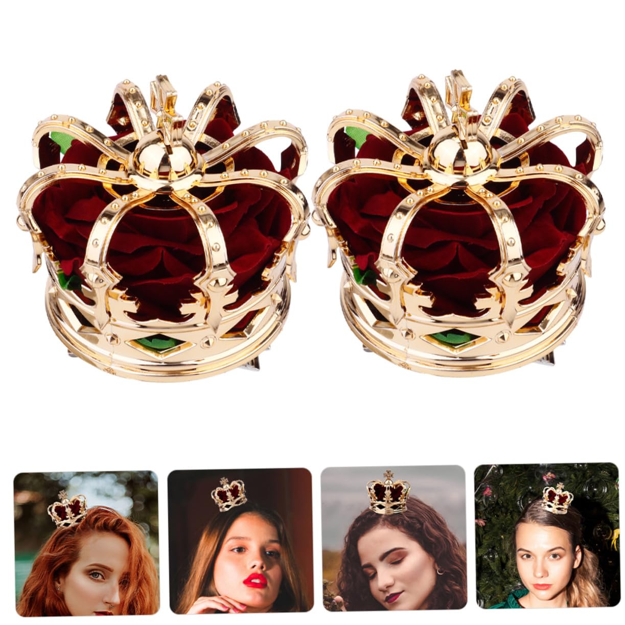 Healeved 2 Stück Mädchen Haarklammern Kronenform Rote Haarschmuck Clips für Halloween Party Cosplay und Festliche Anlässe Langlebig und Komfortabel Geeignet