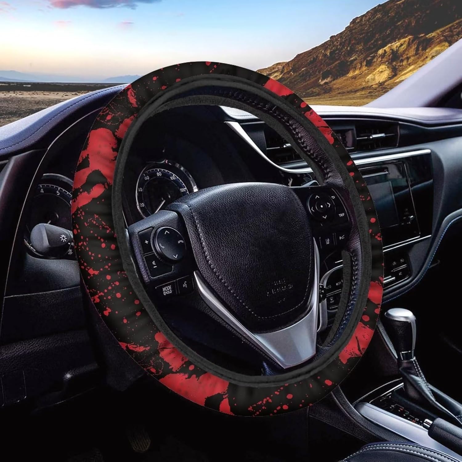 GLENLCWE Vintage American Flag Print Steering Wheel Cover for Women Men,Patriotic Steering Wheel Protector Decorative Universal