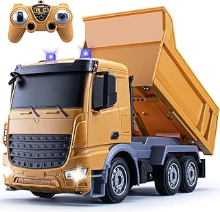 TICTTGA Gifts for 5 Year Old boy Kids rc Truck for 5 Year Old Boys Remote Control Construction Trucks for Boys Age 4-7 rc Dump Truck Toy Trucks for Boys Age 4-7 2.4Ghz with LED Lights