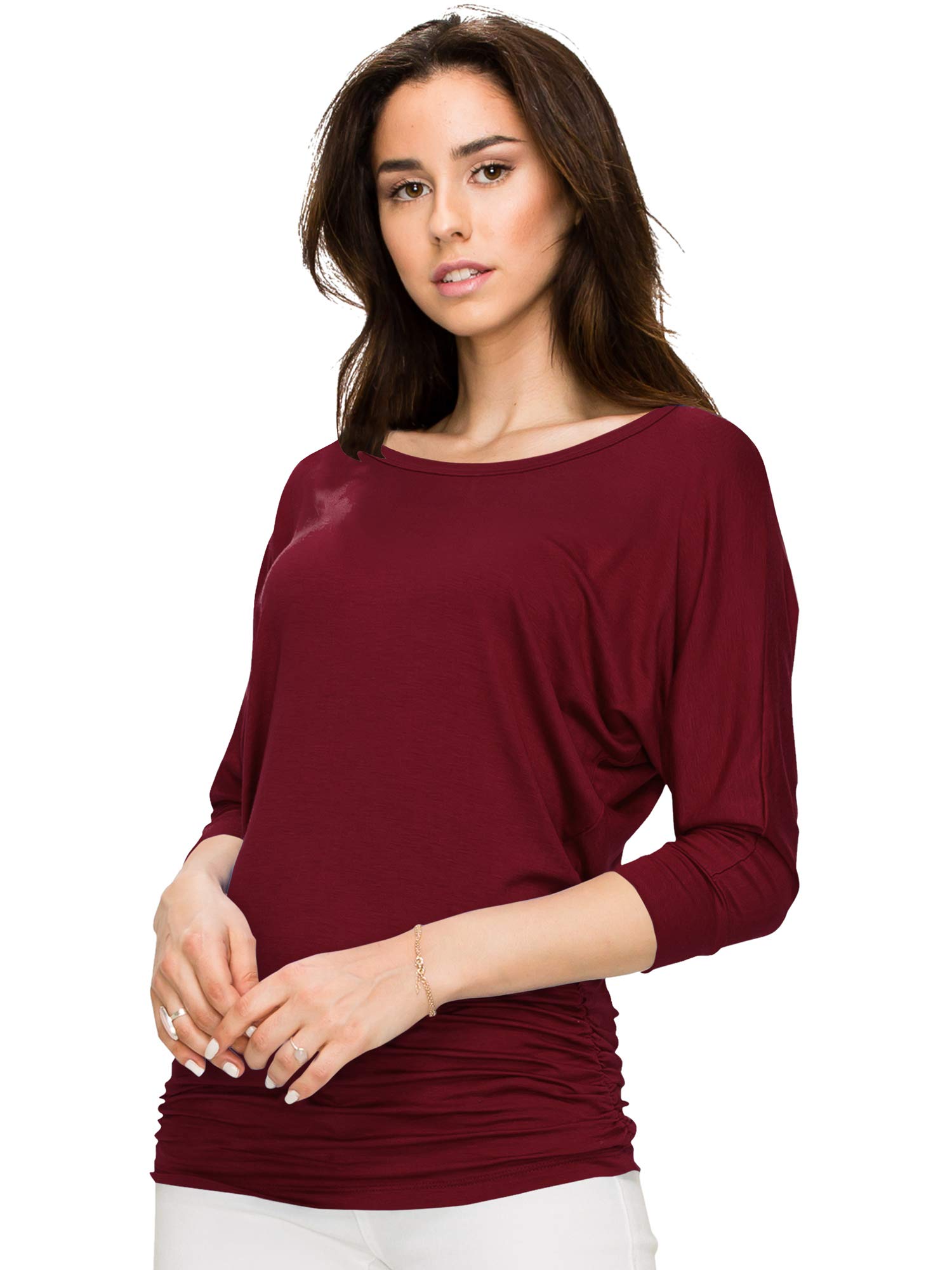 LL Womens 3/4 Sleeve with Drape Top - Made in USA
