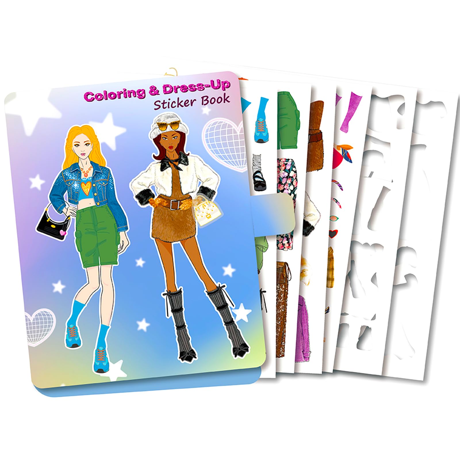 Top Model Sticker Books, Creative Dress Up Sticker Books with 20 Colouring Pages, DIY Top Model Book for Girls Fashion Learning, Dress Me Up Sticker Book for Home School Travel Birthday