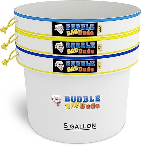 BUBBLEBAGDUDE Bolsas de burbujas de malla de 5 galones 3 bolsas Set de bolsa de extracción de esencia de hielo a base de hierbas Kit con pantalla de