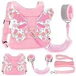 Toddlers Leash + Anti Lost Wrist Link Child Kids Safety Harness Kids Walking Wristband Assistant Strap Belt for Girl Pink Christmas Gift