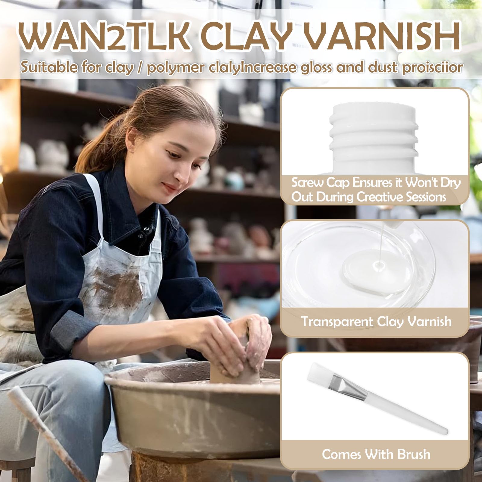 Vernis Fimo Vernis Mat Pour Argile Autodurcissante WAN2TLK - 100ml Transparent Imperméable Anti-Rayures Protection Argile Sans Four Vernis Fimo Vernis Mat Pour Argile Autodurcissante WAN2TLK - 100ml Transparent Imperméable Anti-Rayures Protection Argile Sans Four